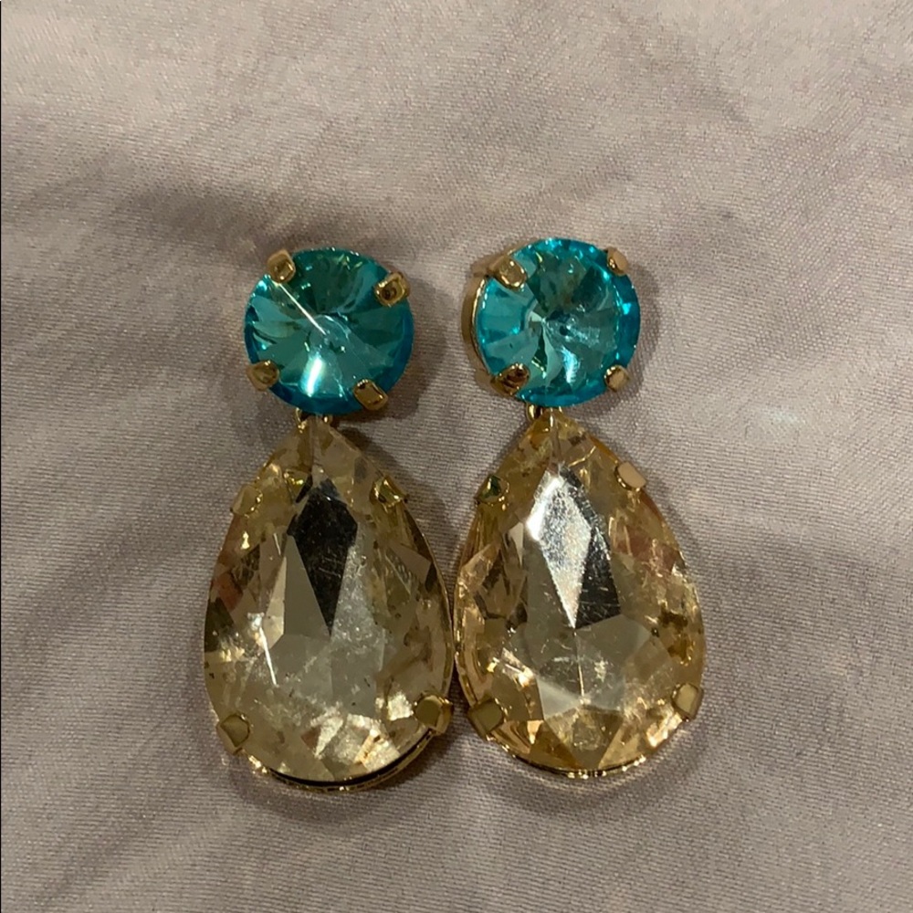 Turquoise and Peach Bauble Bar Earrings